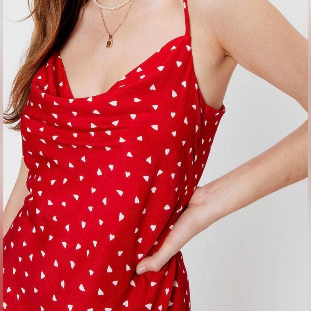 Nasty Gal  Red & White poka dot  slip dress
